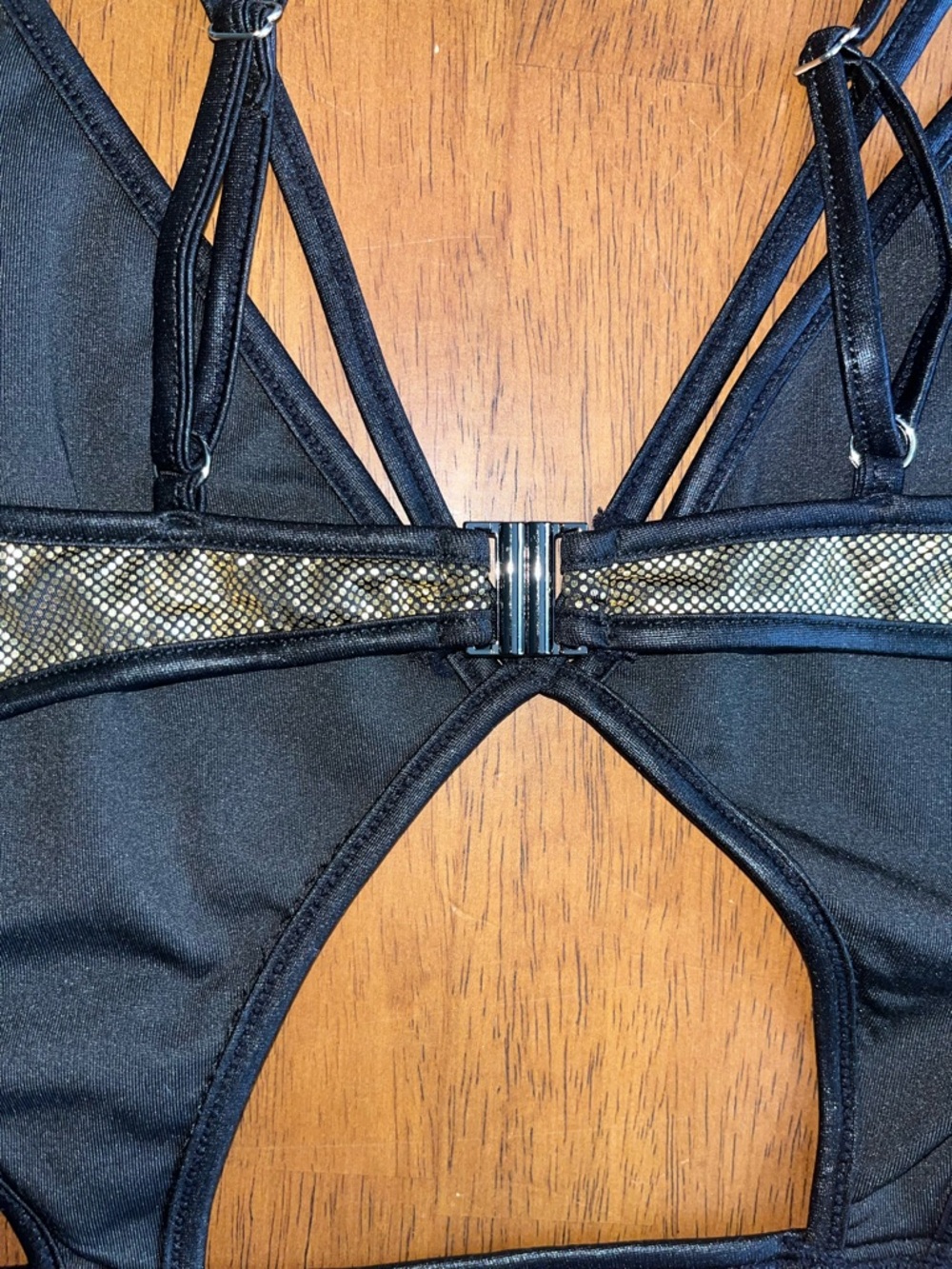 Gold Metallic Cutout One-Piece pole wear medium - Picture 7 of 9